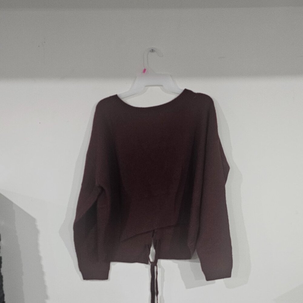 Ambiance Apparel size Large lace up back Purple sweater